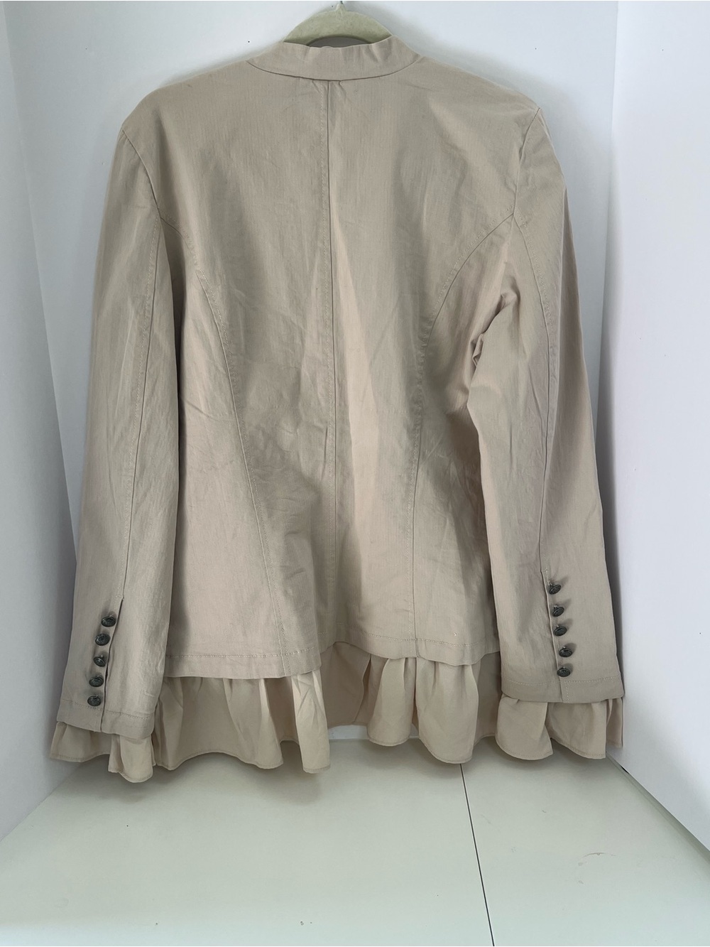 Free People Beige Ruffle-Front Button Jacket - Picture 5 of 11